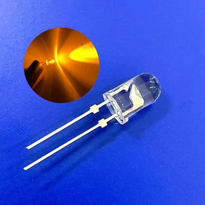 China 5mm Amber Color 590nm Super Bright 12000mcd Short Pin With Stopper For Traffic Warning Light for sale