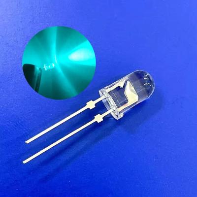 China 5mm Traffic Warning Light LED Diode 500nm Bluish Green Color 13800mcd Short Stopper Pins for sale