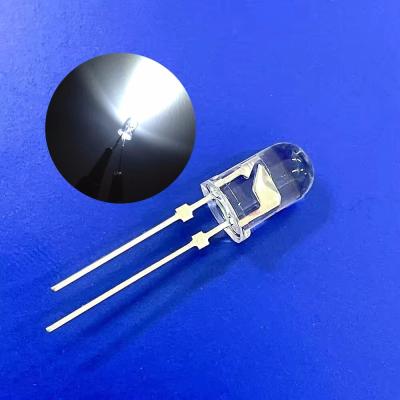 China 5mm 9000K White Color 22000mcd Stopper Pins Round Clear Lens Gold Bond Wire For Traffic Light for sale