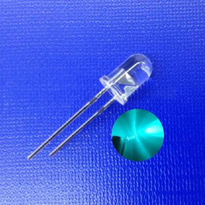 China 5mm Traffic Warning Light LED Diode 45deg 500nm Bluish Green Color 15000mcd Round Shape Clear Lens for sale