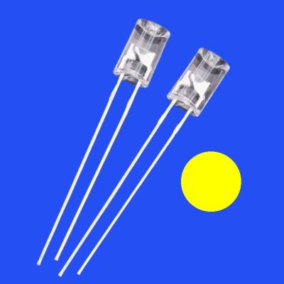 China 5mm 2Hz 1/6 Duty Cycle 12V Clear Yellow Color 590nm 1200mcd 90deg Resistor Integrated Flangeless Concave Blinking LED for sale