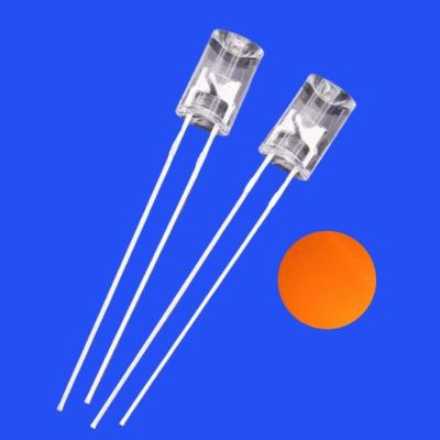 China 5mm 2Hz 1/6 Duty Cycle 12V Clear Orange Color 600nm 1200mcd 90deg Resistor Integrated Flangeless Concave Flashing LED for sale