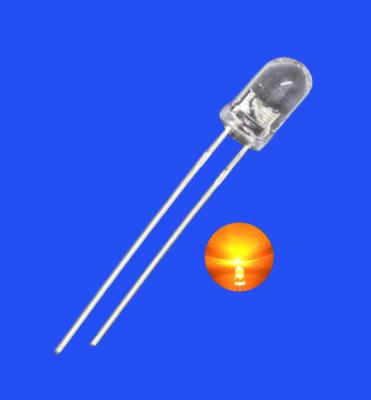 중국 5mm 6.8Hz 1/6 Duty Cycle 오렌지 색상 600nm 600mcd 둥근 선명한 렌즈 스트로브 LED 다이오드 판매용