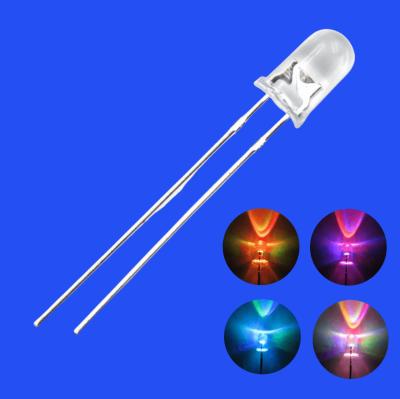 Chine 5 mm RGB pleine couleur 3000-4000mcd Tête ronde Lentille claire 7 couleurs Diode clignotante rapide pour jouets à vendre