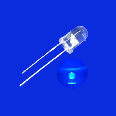 China 5mm LED Light Diode 460nm Blue Color 5000mcd Clear Lens Round Head With Flange For Illumination for sale