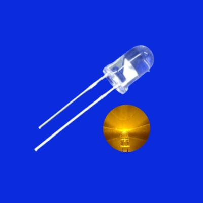 China 5mm LED Light Diode 590nm Yellow Color 3000mcd Clear Lens Round Head With Flange for sale