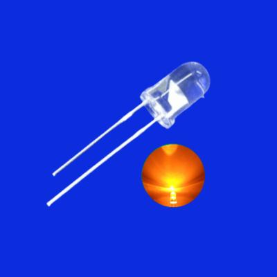 China 5mm LED Light Diode 600nm - 610nm Orange Color 2500mcd Clear Lens Round Head With Flange for sale