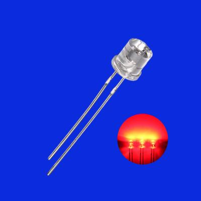 Chine 3mm Dip LED 620 - 630nm Couleur rouge émise 200 - 400mcd Lentille plate claire avec diode LED F3 à vendre