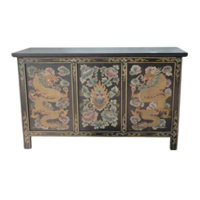 China Traditional Living Room Furniture Chinese Antique Painting Cabinet with Butterfly and Dragon for sale