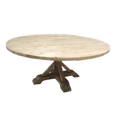 China Rustic Dining Room Furniture Round Table Natural Wood Reclaimed Wood Dining Table Set for sale