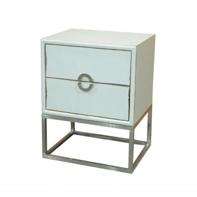 China Contemporary Bedroom Furniture Stainless Steel Leg Solid Wood Nightstand for sale