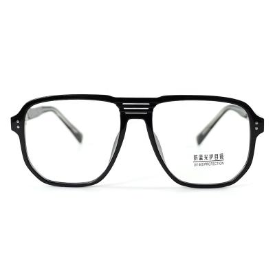 China Popular Vintage Round Acetate Glass Frame Blocking Light Blue Optical Glass Spectacles Frame Men And Women Eyeglasses for sale