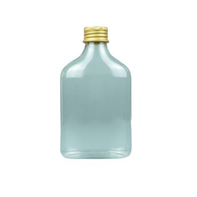 China 200ml Beverage Square Empty Transparent PET Plastic Smoothie Juice Bottle With Top for sale