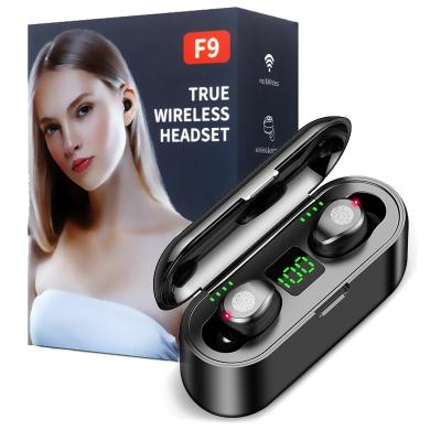 China In-ear F9-2 Wireless BT Earphone With LCD Display Case Charging In-Ear F9 TWS Earbuds With Power Bank Waterproof Earphone PK F9-5 for sale