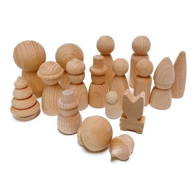 China Small DIY Wooden Crafts Opens Unpainted Natural Wood Beech Peg Doll Wooden Blanks for Decorations Home Accessories for sale