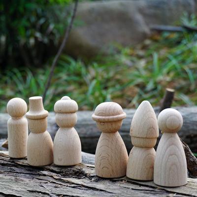 China Miniature Wooden Crafts Peg Doll Beech Unfinished Wood Shapes Wooden Loose Accessories Morden Craft Parts DIY For Home Decoration for sale