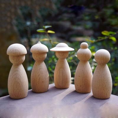 China Peg Dolls Building Block Beech Small Wooden Crafts DIY Wooden Crafts Ornaments Supplies Decoration Wooden Accessories For Room for sale