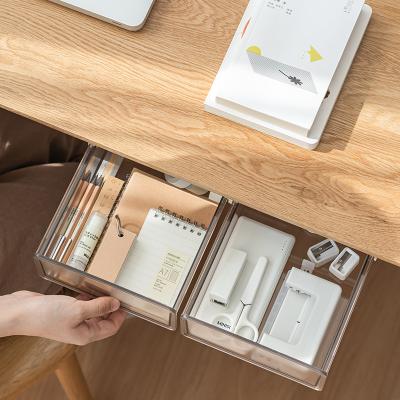 China Large-capacity Bathroom Under The Home Literary Drawer Tray Drawer Box Auto-stick Bedroom Desktop Storage Drawer Stationery Storage Box for sale