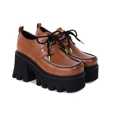 China 2021 all-match high top college style others spring new thick-soled shoes women increased single shoes lace-up for sale