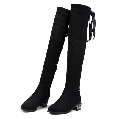 China Factory Wholesale Custom Fashion Winter Thermal Over The Knee Stretch Velvet Women Long Boots for sale