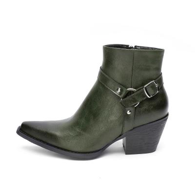 China Other women's ankle boots in the 2021 autumn and winter women's high-heeled leather women's high-heeled thick heel booties boots for sale