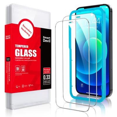 China Hot Selling Plated Augmented Anti-fingerprint Tempered Glass Screen Protector For iPhone 12 With Easy Installer for sale