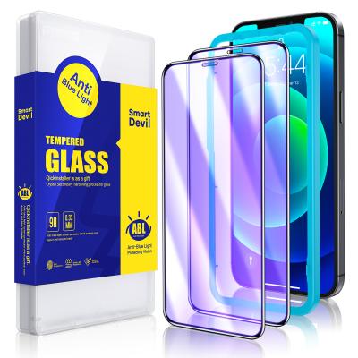 China 2PCS Eye Protection Eyes CAG Screen Protector Anti-blue Light Glass Protector For iPhone 12 Cell Phone 3D Full Coverage Protector for sale