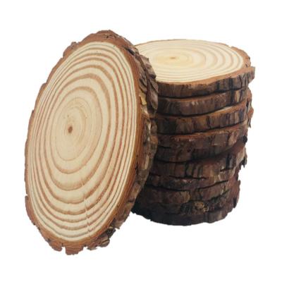 China Wholesale Rustic Natural Round Slices Christmas Ornaments Kids DIY Wooden Crafts for sale