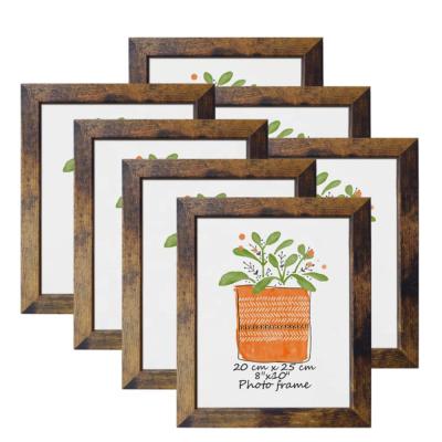 China 100% Handmade High End Sets of 7 Rustic and Durable Brown Rectangle Wood Picture Frame for sale