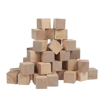 China Small Eco-friendly Material Wooden Craft Cubes Naturally Unfinished Wood Mini Wooden Art Craft Stacking Cube Blocks for sale