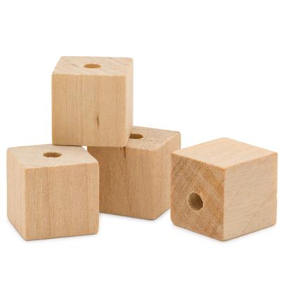 China Eco - Friendly Material Wholesale Custom Wood Square Beads 2 Inch 25 Unfinished Square Wood Cubes for sale