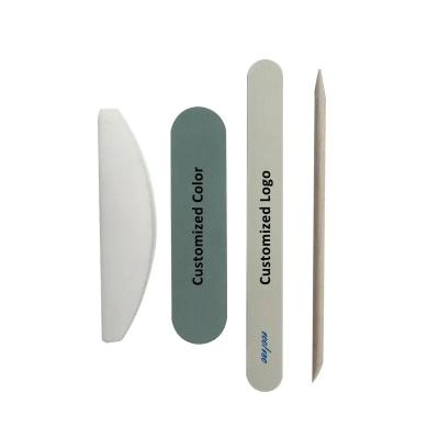 China Sponge Manufacturer Supply Professional Custom Logo Nail File 4 in 1 Disposable Wood Stick Manicure for sale