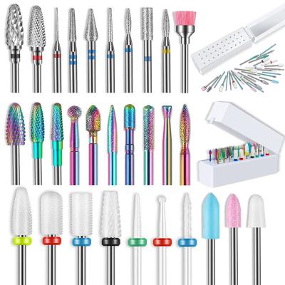 China Professional Manicure Pedicure 10 pcs Set Diamond Nail Drill Bit Rotate Burr Milling Cutter Bits For Manicure Electric Nail Drill Bit for sale