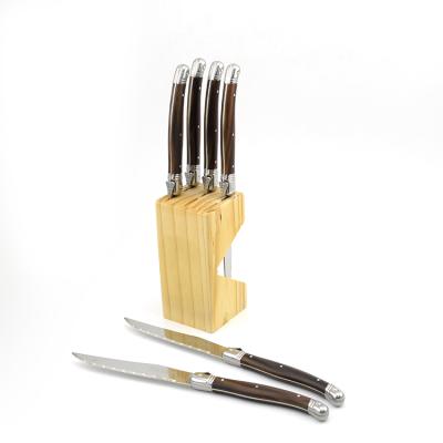 China Disposable Stainless Steel Sharp Steak Knives Sets 6 Serrated Beef Meat Slicing Knife Restaurant Cutlery Dinner Table Knives for sale