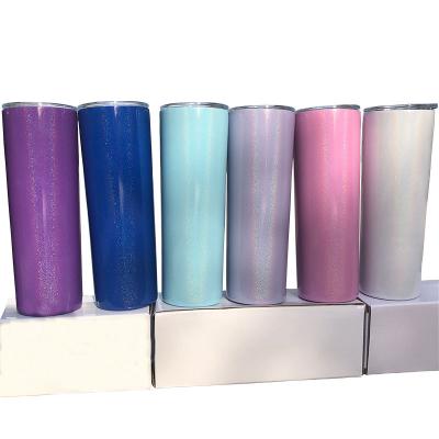 China Custom Wholesale Disposable Logo Double Wall Insulated Stainless Steel Insulated 20oz Sublimation Glitter Tumbler for sale