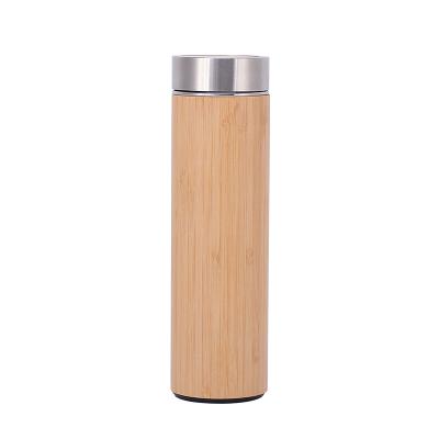 China PORTABLE Custom Logo Double Wall Stainless Steel Insulated Tea Tumbler Bamboo Water Bottle for sale