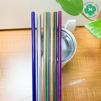 China Amazon Sale Coloful Metal Straw 26.5cm Stainless Steel Sustainable Hot Beverage Water Drinking For 20oz 30oz Tumblers for sale