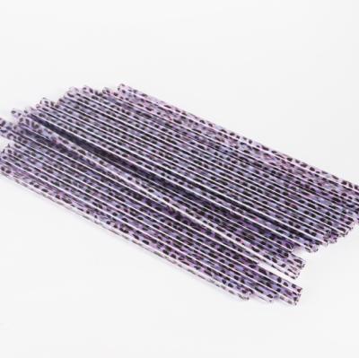 China Sustainable Eco Friendly Purple Leopard Print Straws For Tumbler Promotion Plastic Straws for sale