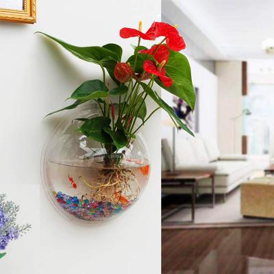 China Waterproof Wall Mounted Clear Acrylic Aquarium Fish Tank Decor Planter Pot for sale