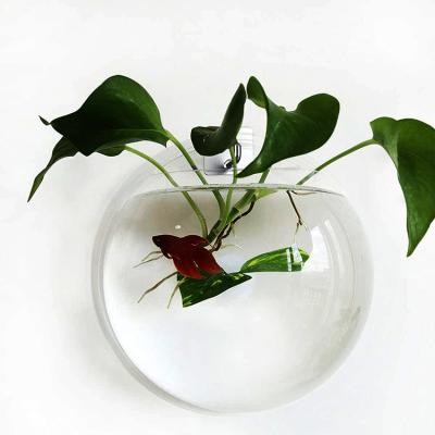 China Waterproof Wall Mounted Clear Acrylic Tank Fish Decor Planter Pot Around Acrylic Aquarium for sale