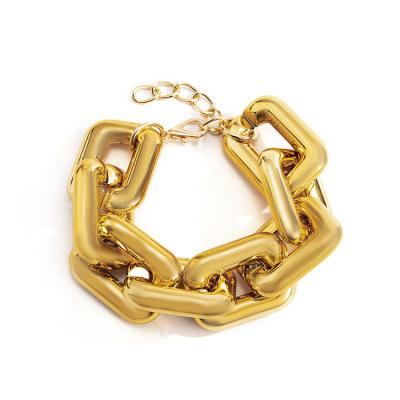 China Retro Geometric Hiphop Chunky Chain Bracelet Retro Geometric Hand Hollow Decoration Exaggerated Square Twisted Thick Link Chain Bracelet for sale