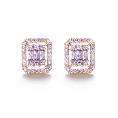 China FASHIONABLE Zircon Studded Square Stud Earrings Fashionable Luminous Soft Cavity Earring Small Stud Earring for sale