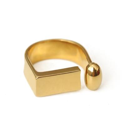 China FASHIONABLE Wholesale Geometric Minimalist Ring For Women Cool Style D Shape Men Shape Ring Jewelry Brass Ring for sale