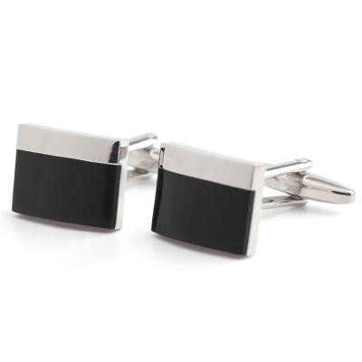 China Polish Black Rectangular Brass Shirt French Cufflinks Cufflinks For Men Accept Graphic Customization for sale