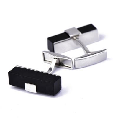 China French Shirt Cuff Long Black Brass Agate Cufflinks Buttons Ultimate Customization in Discreet and Elegant Minimalism Cufflinks for sale