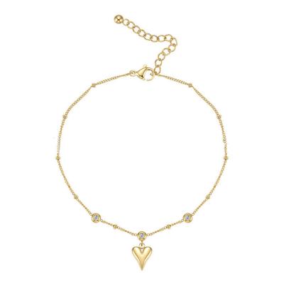 China Environmentally Friendly Crystal Anklet Niche Design Titanium Steel Anklet Heart Gold Stainless Steel Anklet for sale