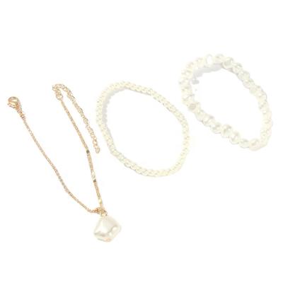 China New Holiday Style FASHIONABLE Pearl Anklet Three-Piece Anklet Set Fashion and Simple Anklet Set for sale