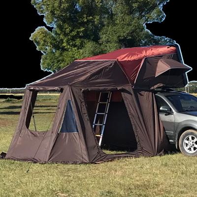 China Extended Type 2021 Hot Sale 3-4 People Hard Shell Car Roof Top Tent Truck Roof Folding Camping Tent For SUV for sale