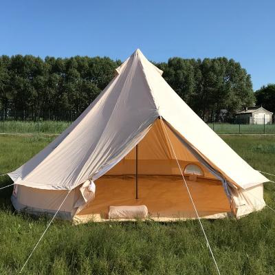 China Straight Tying Type Outdoor Cotton Canvas Tent 3m 4m 5m 6m 7m Supply Camp Family Cotton Canvas Arab Bell Tent For Glamping for sale