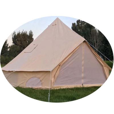 China Straight Tying Type High Quality Polyester 3m 4m 5m Cotton Canvas Bell Tent Canvas Teepee Bell Tent For Family Camping for sale